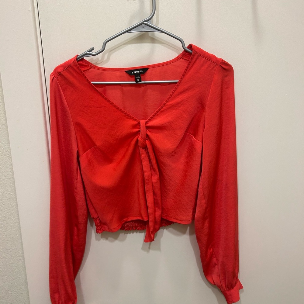 Express Women's Scarlet Tie-Front Blouse